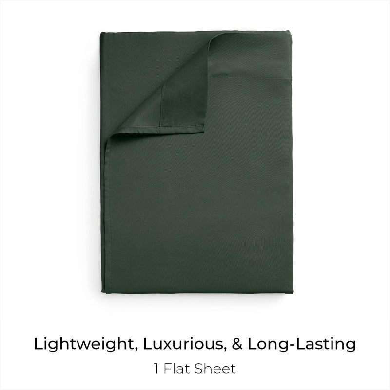 Mellanni King Size Flat Sheet - Iconic Collection Bedding - Hotel Luxury, Extra Soft, Cooling - Wrinkle, Fade, Stain Resistant - 1 Flat Sheet Only (King, Emerald Green) - Image 2